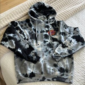 Men's Black and Gray Tie-Dye Hoodie